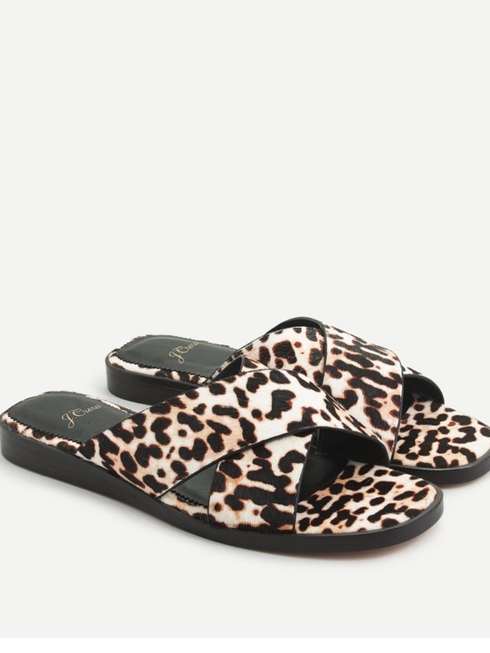 J.Crew Crew Wide Cross Trap Ingrid Sandal Ivory Leopard